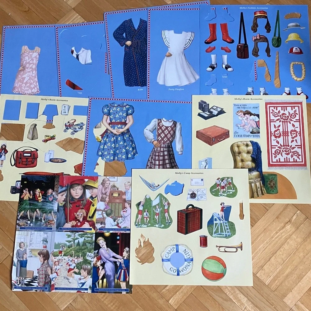 American Girl Doll Molly & Emily Play Scenes & Paper Dolls GUC - Picture 5 of 13